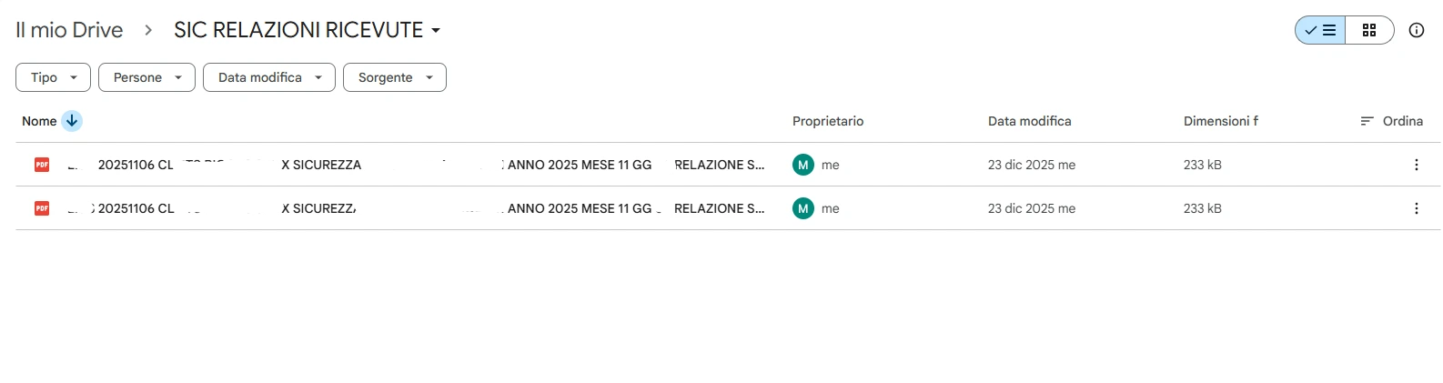 Archivio automatico su Google Drive con relazioni di servizio PDF
